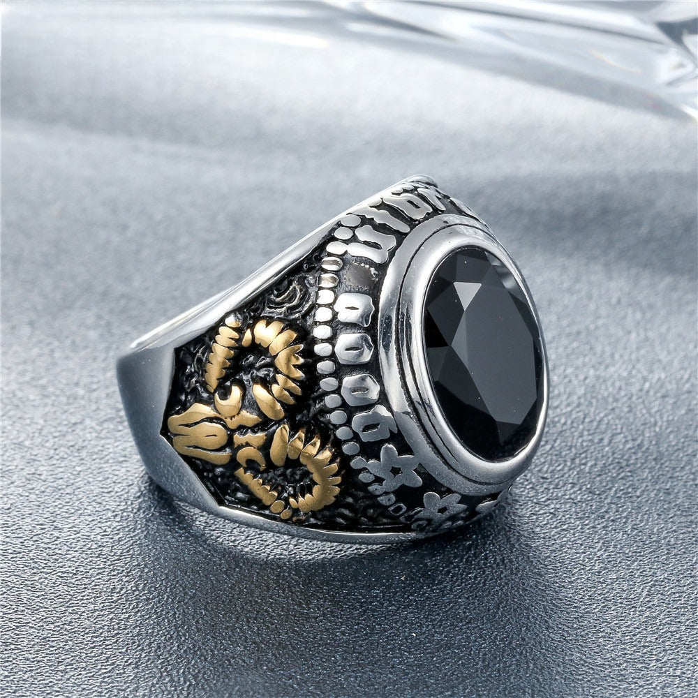 Freemason Eye Ring Titanium Steel With Zircon Stones Unisex Protection Symbol Planderful