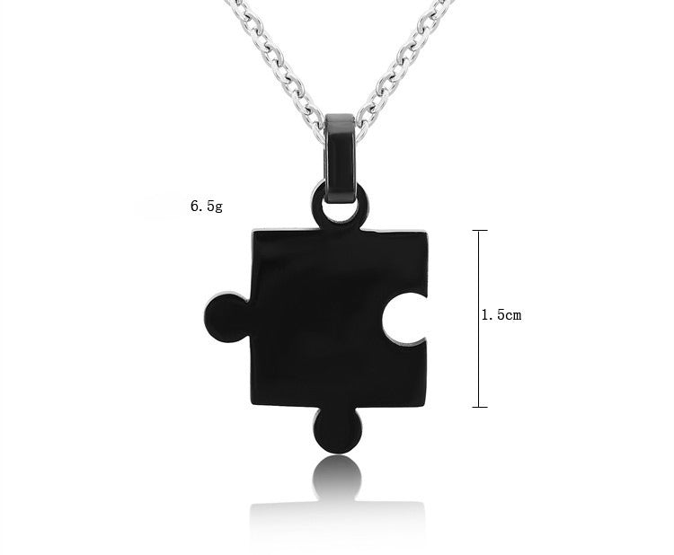 Planderful Titanium Steel Puzzle Couple Necklace Unisex Pendant Protection Statement Gift