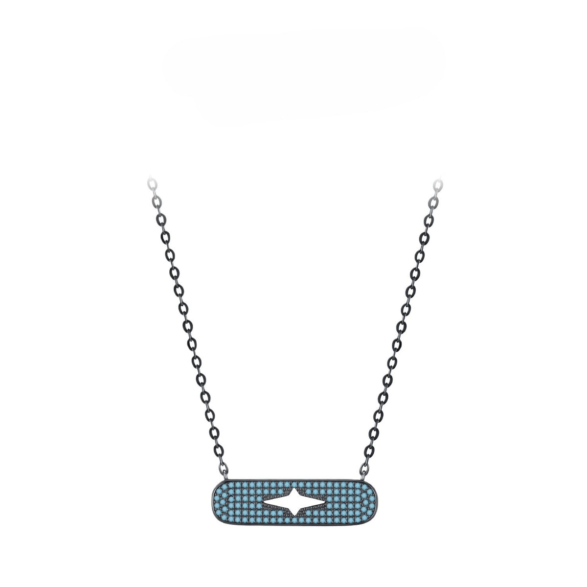 925 Sterling Silver Turquoise Two-Tone Zircon Necklace