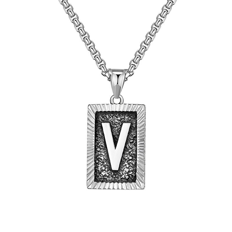 Steel Necklace – Dainty Brand Letter Pendant For Hip Hop Street Style Chain By Planderful