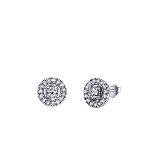 Elegant Zircon Sterling Silver Two-piece Stud Earrings