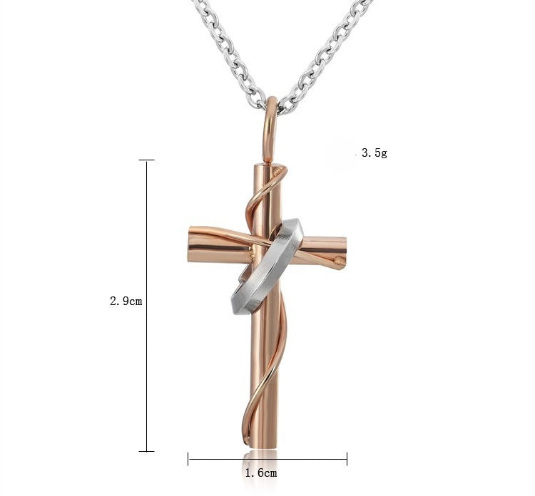 Planderful Unisex Titanium Cross Necklace For Couples Durable Steel Pendant With Protection Statement