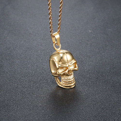 Titanium Steel Skull Pendant for Men - Retro Punk Religious Totem Jewelry in Stainless Steel