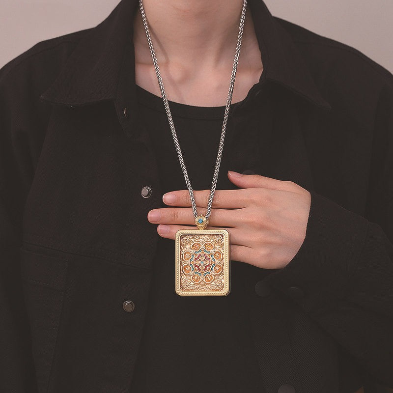 Steel Necklace - Elegant Bodhisattva Hand-Painted
