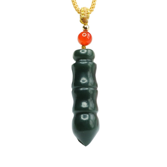 Taqing Hetian Jade Calligraphy Brush Pendant