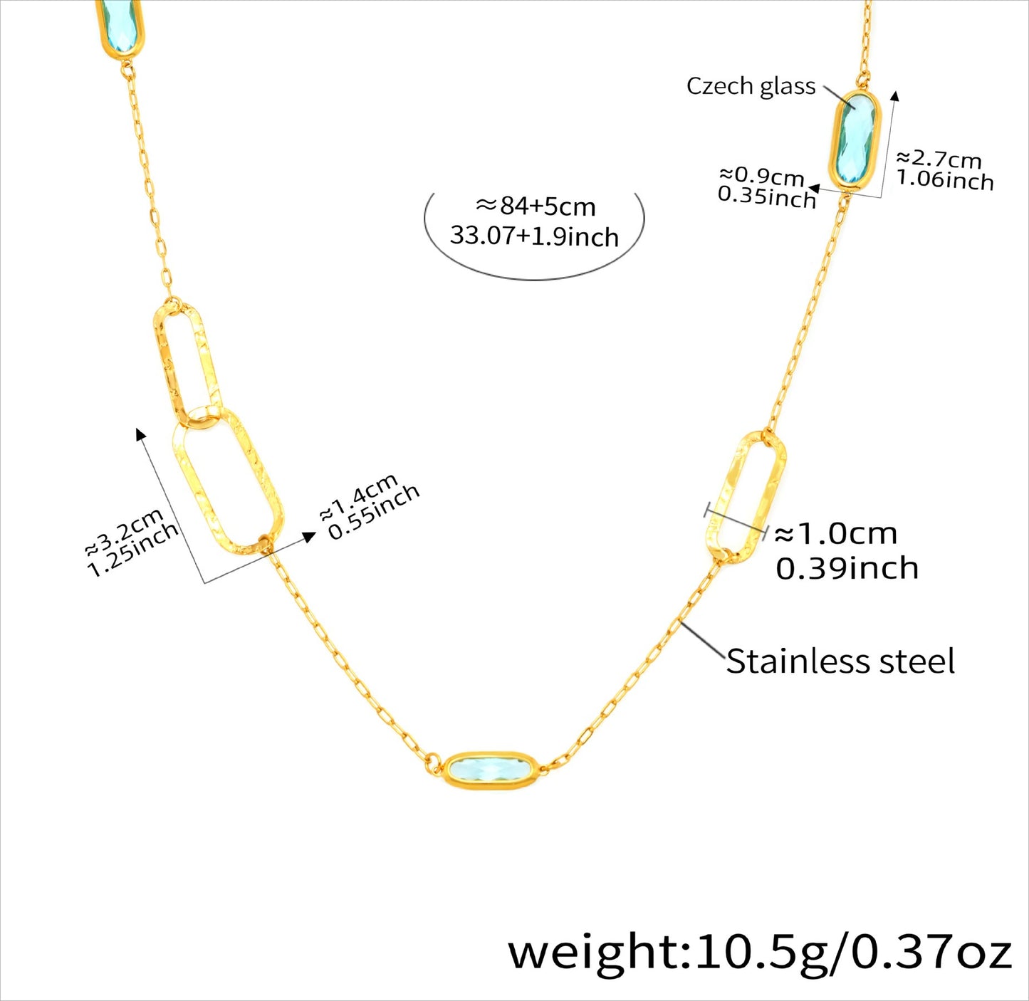 Planderful Transparent Glass Clavicle Necklace Double Layer