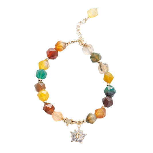 Multicolored Agate Crystal Bracelet for Women - Sterling Silver Sweet Jewelry for Students and Couples