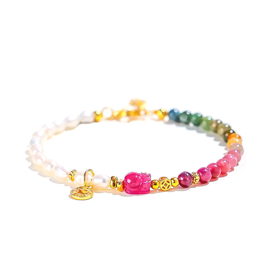 Planderful Fortune's Favor Bracelet – Freshwater Pearl and Tourmaline Elegance