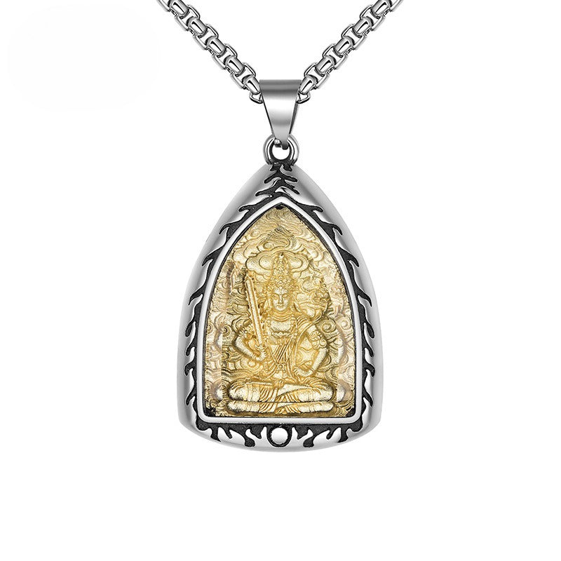 Steel Necklace – Vintage Buddhist Amulet
