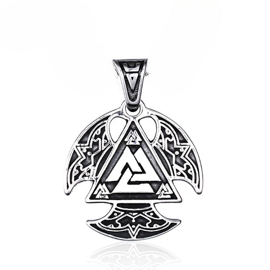 Titanium Steel Viking Symbol Pendant for Men - Wholesale Retro Jewelry