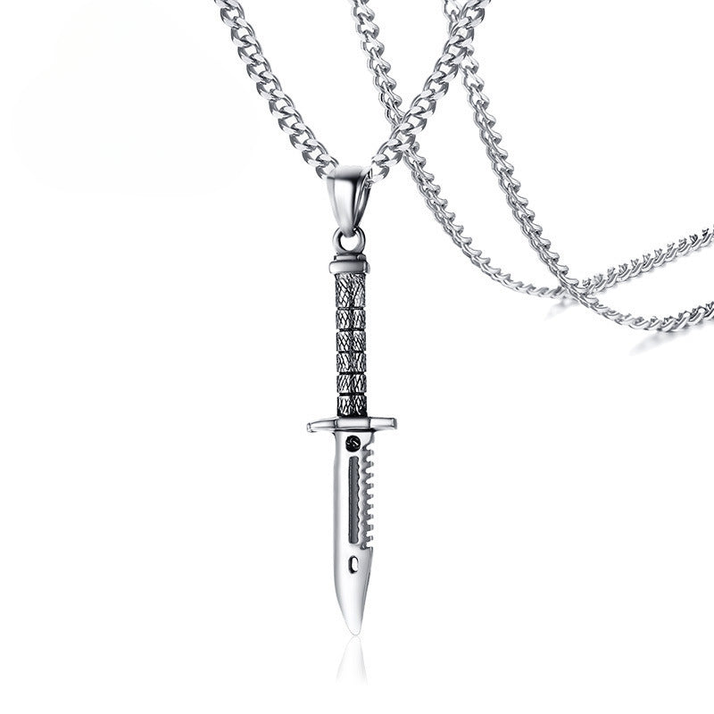 Source Factory Accessories Men's Long Stainless Steel Dagger Knife Pendant European Wholesale