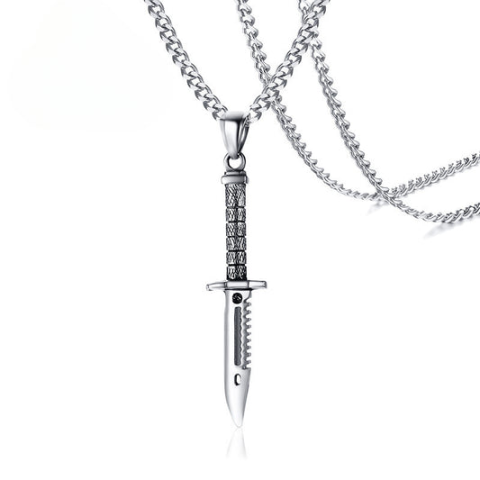 Source Factory Accessories Men's Long Stainless Steel Dagger Knife Pendant European Wholesale