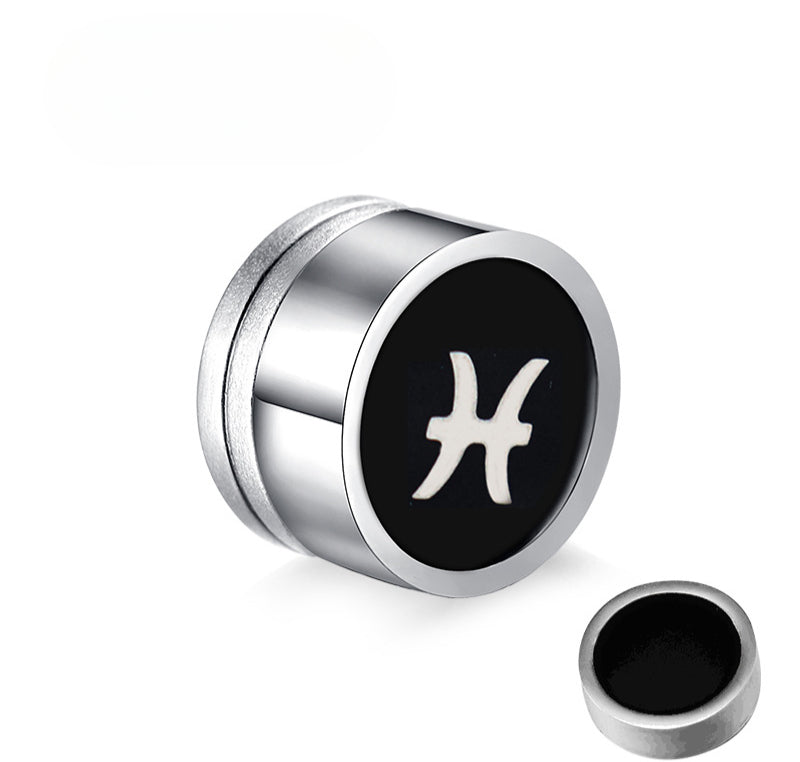 Titanium Steel Twelve Constellation Earrings for Men