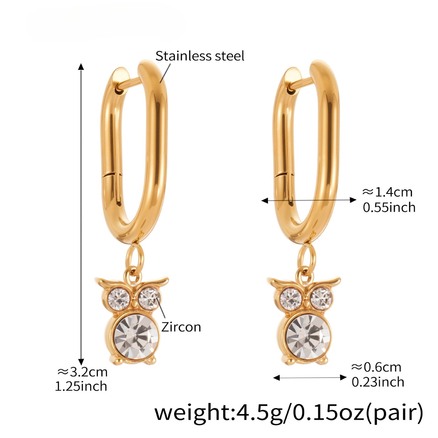 Planderful Zircon Kitten Pendant Earrings for Cat Lovers