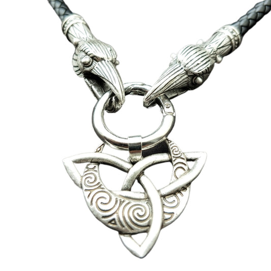Moonlit Viking Rune Necklace with Trinity Knot Pendant for Men