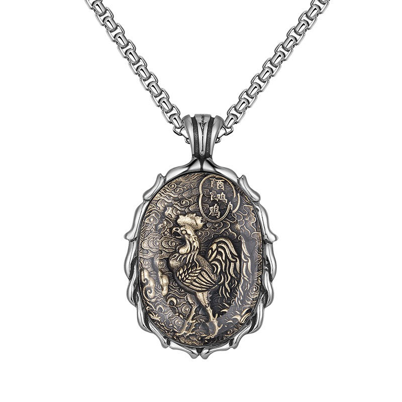 Steel Necklace - Vintage Zodiac Buddha Pendant For Everyday Style Gift For Him Or Her
