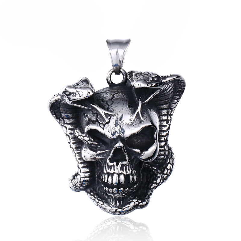 Men's Titanium Steel Punk Skull Pendant - Wholesale European and American Retro Jewelry