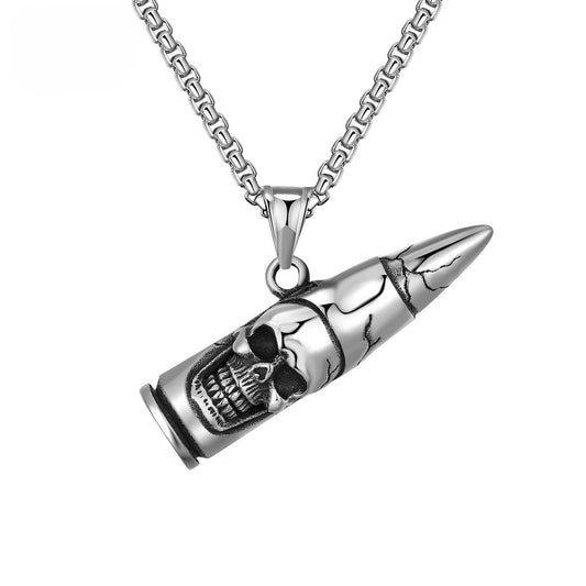 Steel Necklace – Statement Skull Pendant For Men Everyday Bold Streetwear Accessory