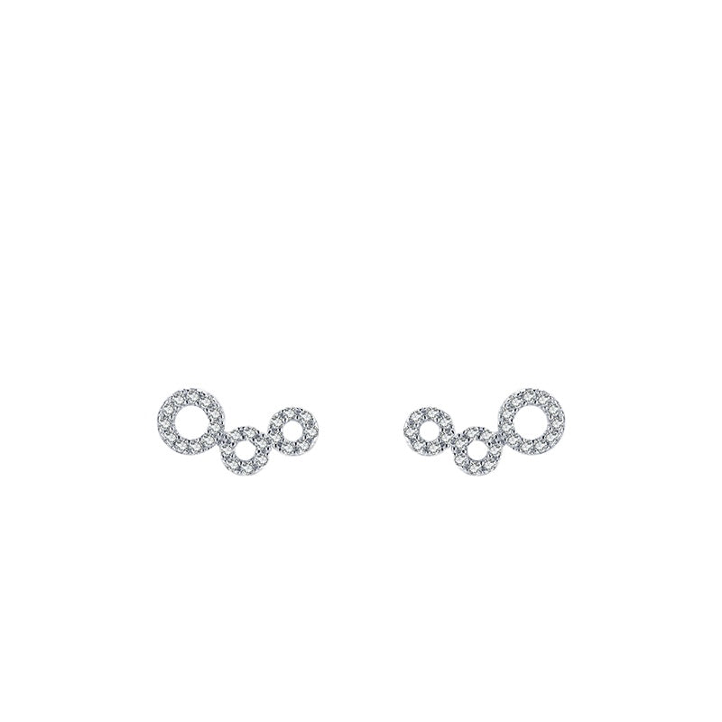 S925 Sterling Silver Micro Inlaid Zircon Hollow Earrings for Women - Elegant Silver Jewelry