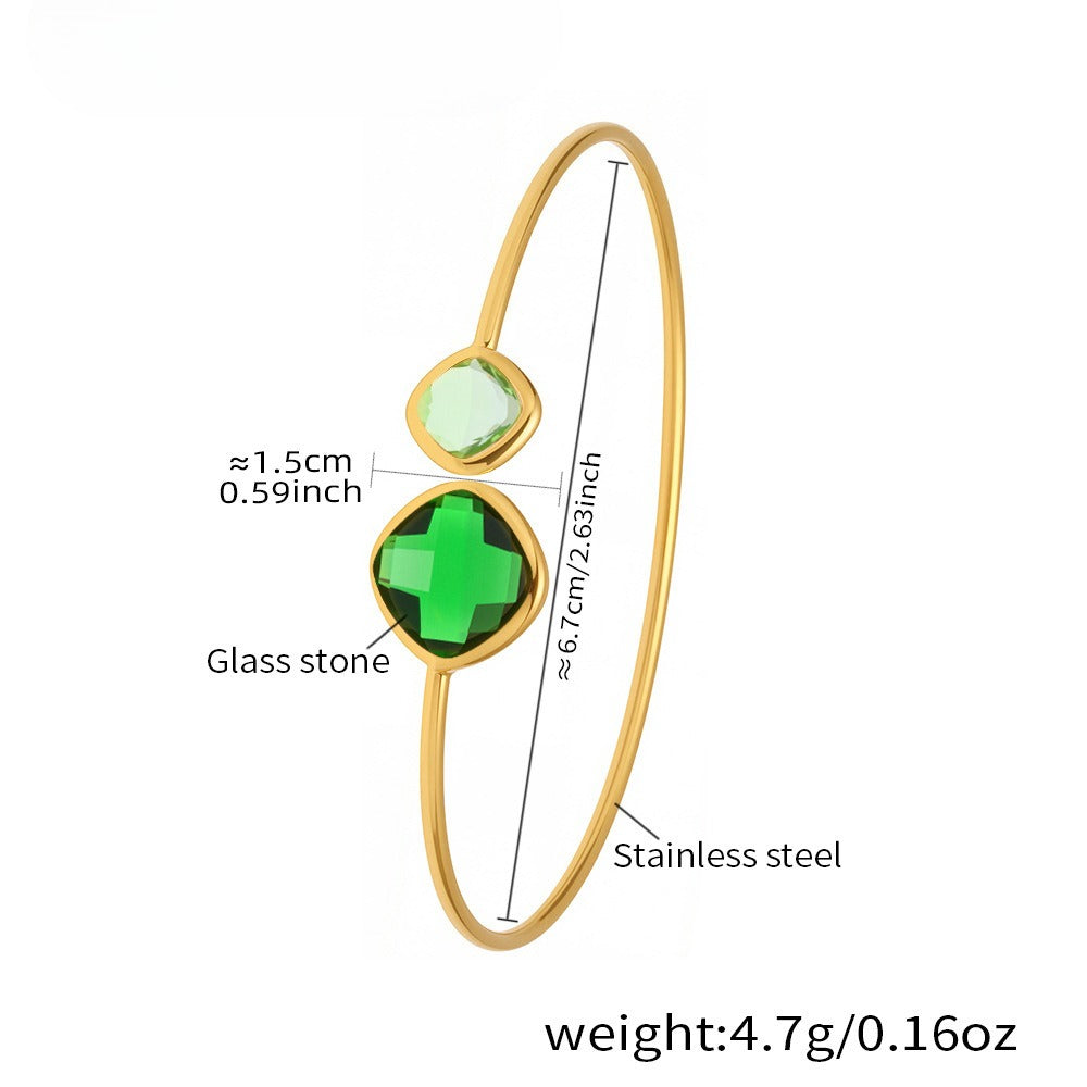 Planderful Czech Glass Stone Open Bracelet Women Fashion