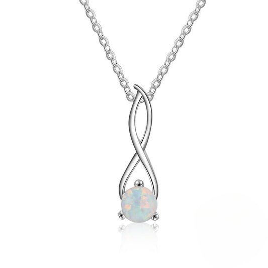 Planderful Jewelry Opal Necklace Sterling Silver 8 Shape Pendant Elegant Everyday Luxury