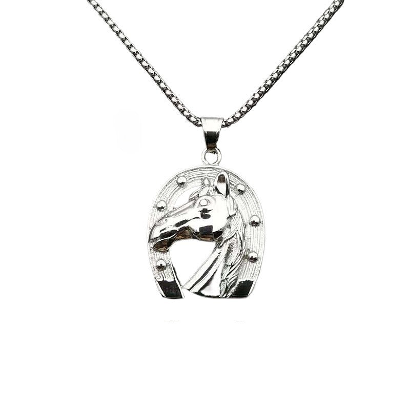 Stainless Steel Necklace - Statement Horse Head Pendant for Hip Hop Style Everyday Wear
