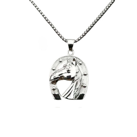 Stainless Steel Necklace - Statement Horse Head Pendant for Hip Hop Style Everyday Wear