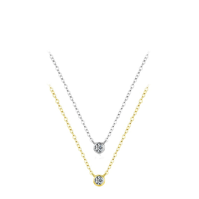 Exquisite S925 Sterling Silver Necklace with Zircon Accent - A Stylish and Minimalist Cross-Border Favorite