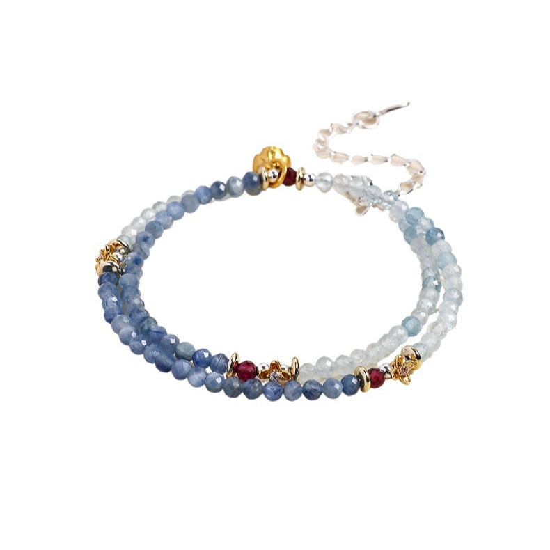 Aquamarine Crystal Double-Wrap Bracelet