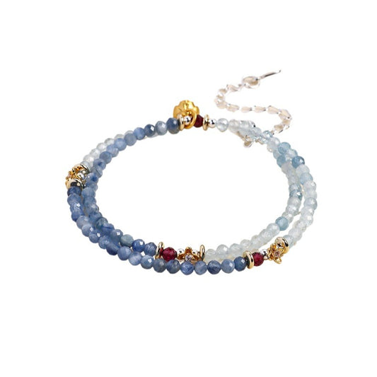 Aquamarine Crystal Double-Wrap Bracelet