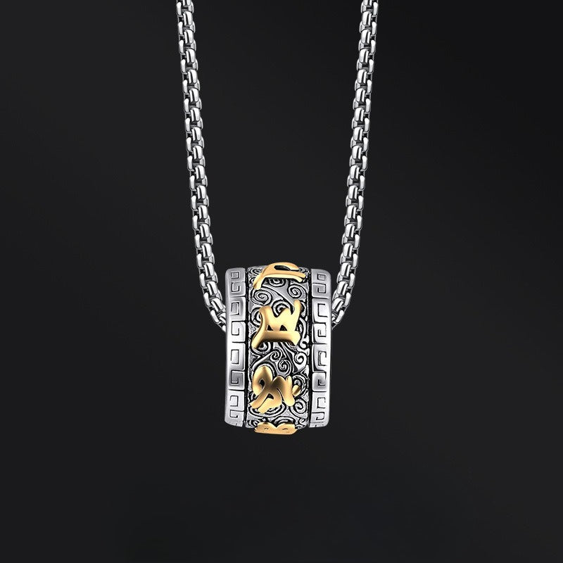 Planderful Jewelry Everyday Genie Stainless Steel Necklace Mens With Mantra Beads Pendant