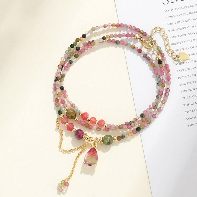 Amethyst Tourmaline Heart Triple-Wrap Convertible Necklace & Bracelet