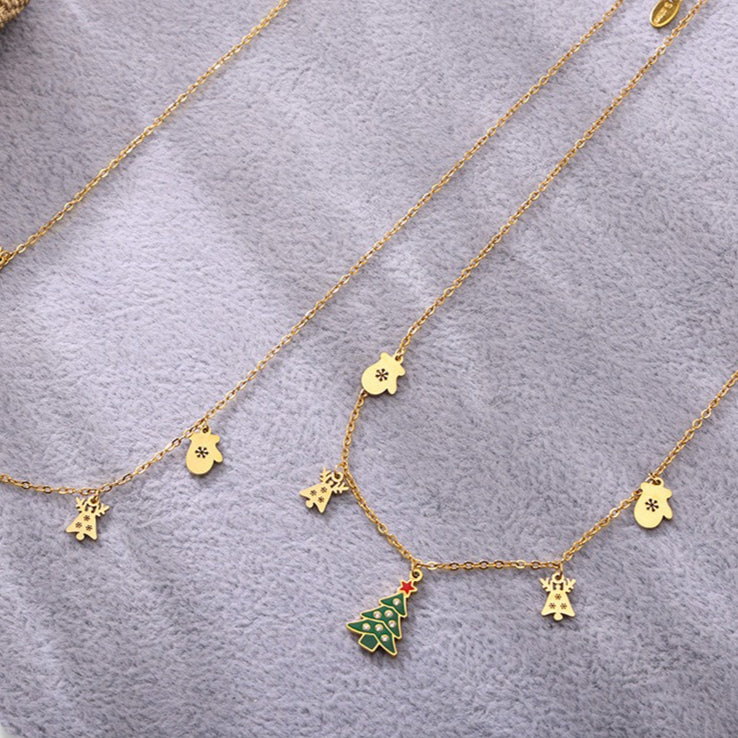 Planderful Elk Pendant Necklace Stainless Zircon For Women