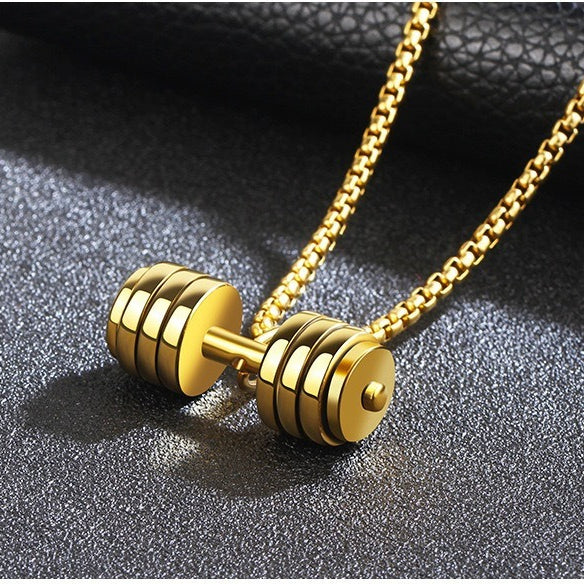 Planderful Dumbbell Necklace Titanium Steel For Men Fitness Pendant Minimalist Strength Gift