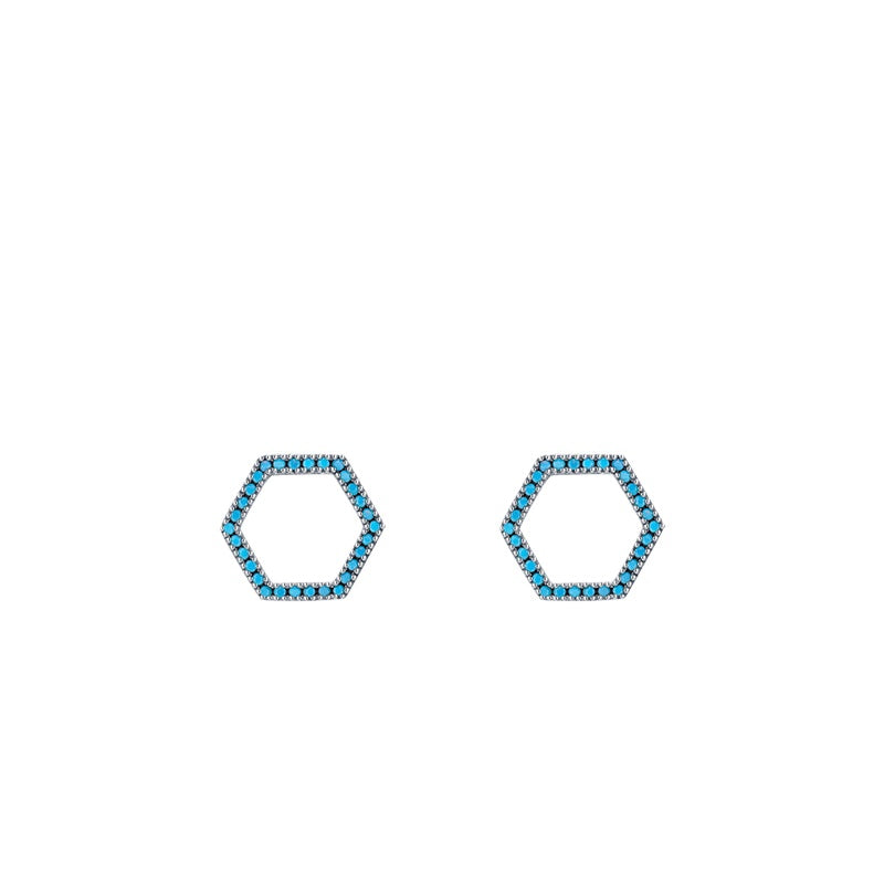 925 Sterling Silver Turquoise Openwork Stud Earrings