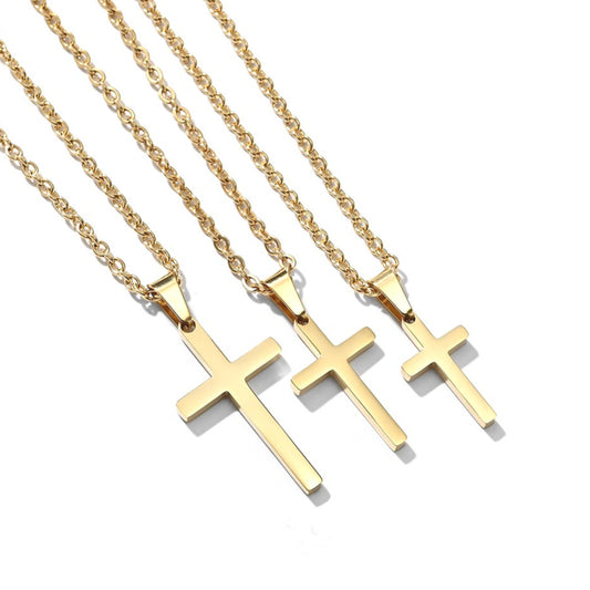 Planderful Collection Stainless Steel Cross Pendant Unisex Minimalist For Him And Her Everyday Genie