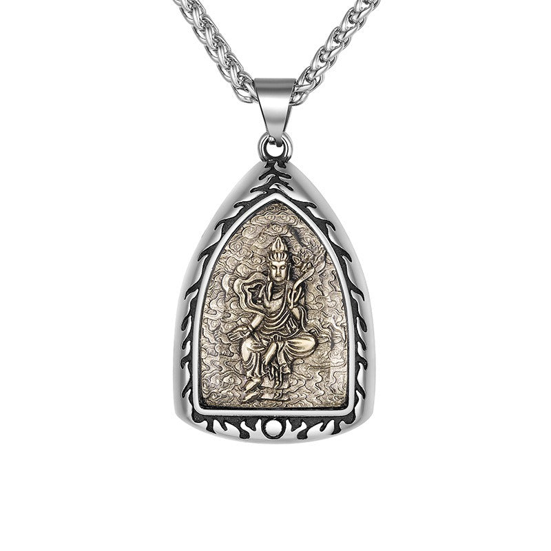 Titanium Steel Necklace – Elegant Buddha Zodiac Pendant For Men With Spiritual Charm