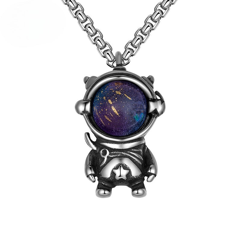 Steel Necklace - Elegant Space Astronaut Pendant