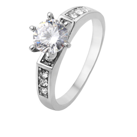 Romantic Zircon Titanium Steel Ring for Everyday Wear, Size 6-13