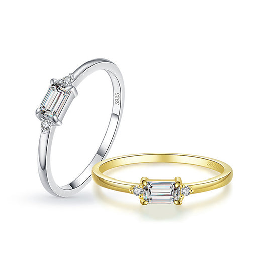 Everyday Genie S925 Sterling Silver Zircon Inlay Ring for Women, Size 5-10