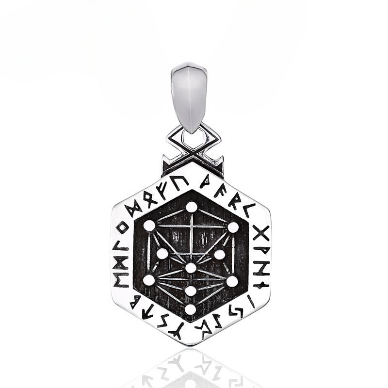 Titanium Steel Viking Compass Pendant for Men - Retro Letter Jewelry Wholesale