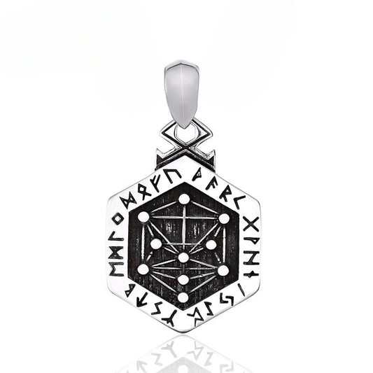 Titanium Steel Viking Compass Pendant for Men - Retro Letter Jewelry Wholesale