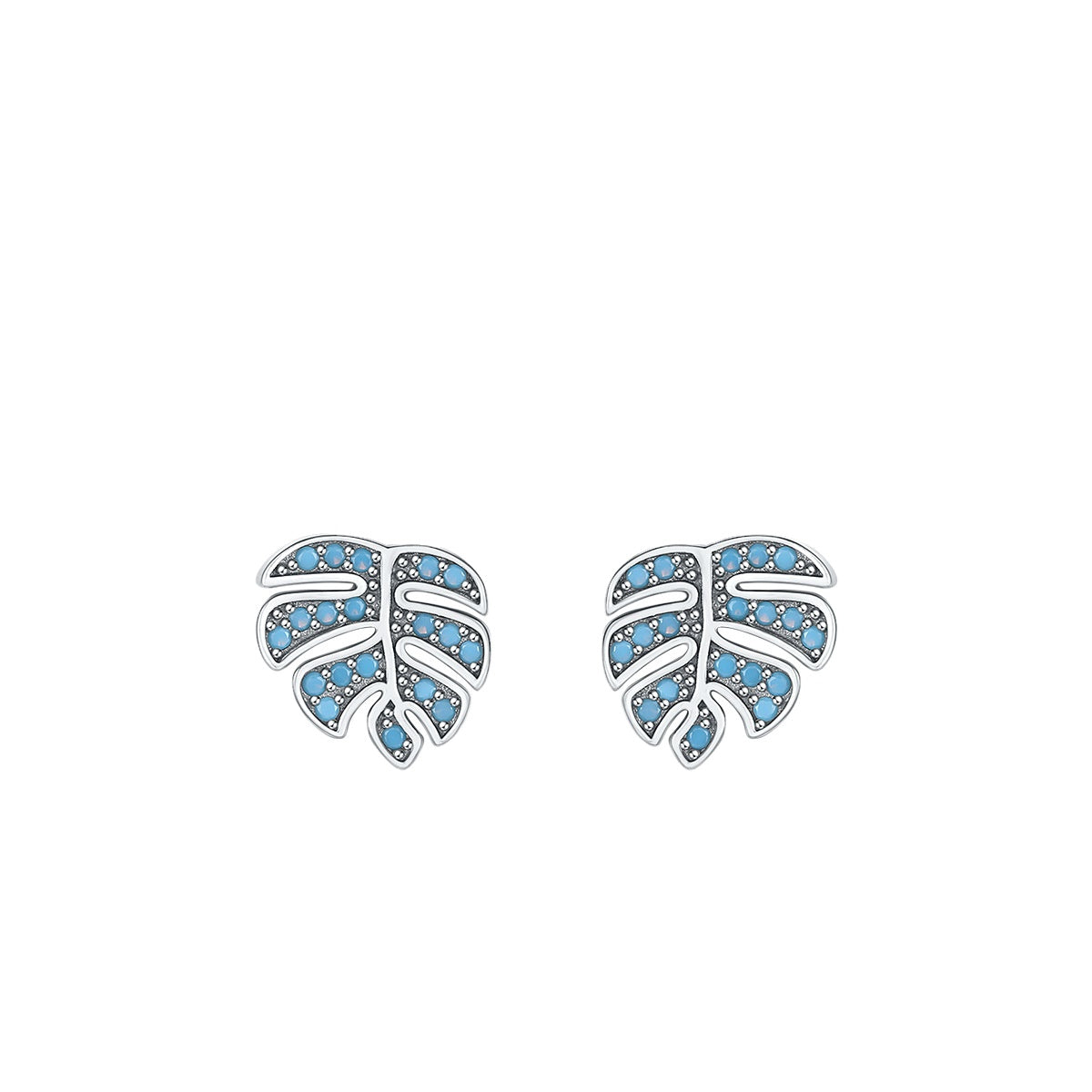 Elegant S925 Sterling Silver Turquoise Leaf Earrings