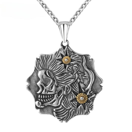 Halloween Reggae Skull Titanium Steel Necklace for Men