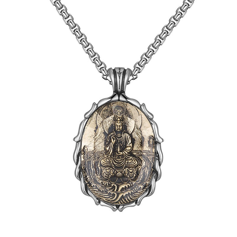 Steel Necklace – Vintage Buddha Pendant For Men