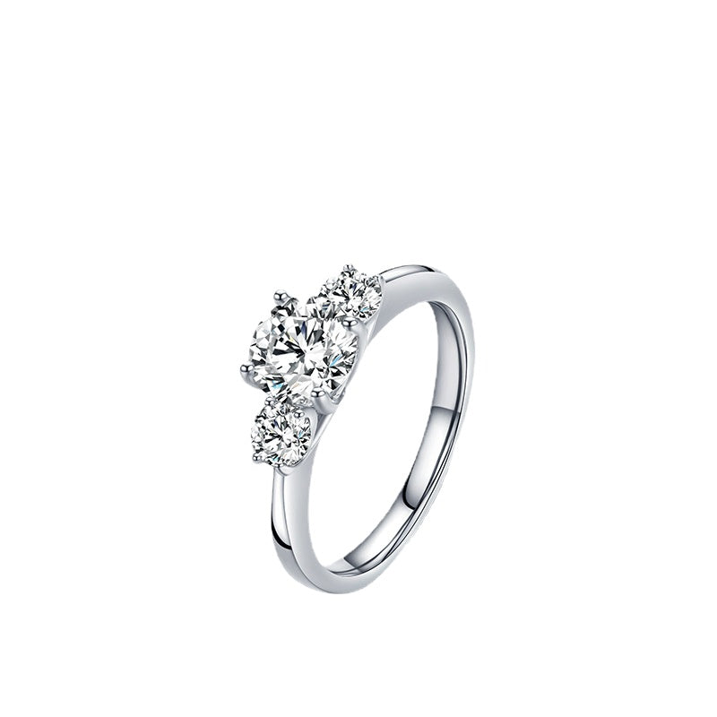Elegant Sterling Silver Zircon Ring - European/American Style