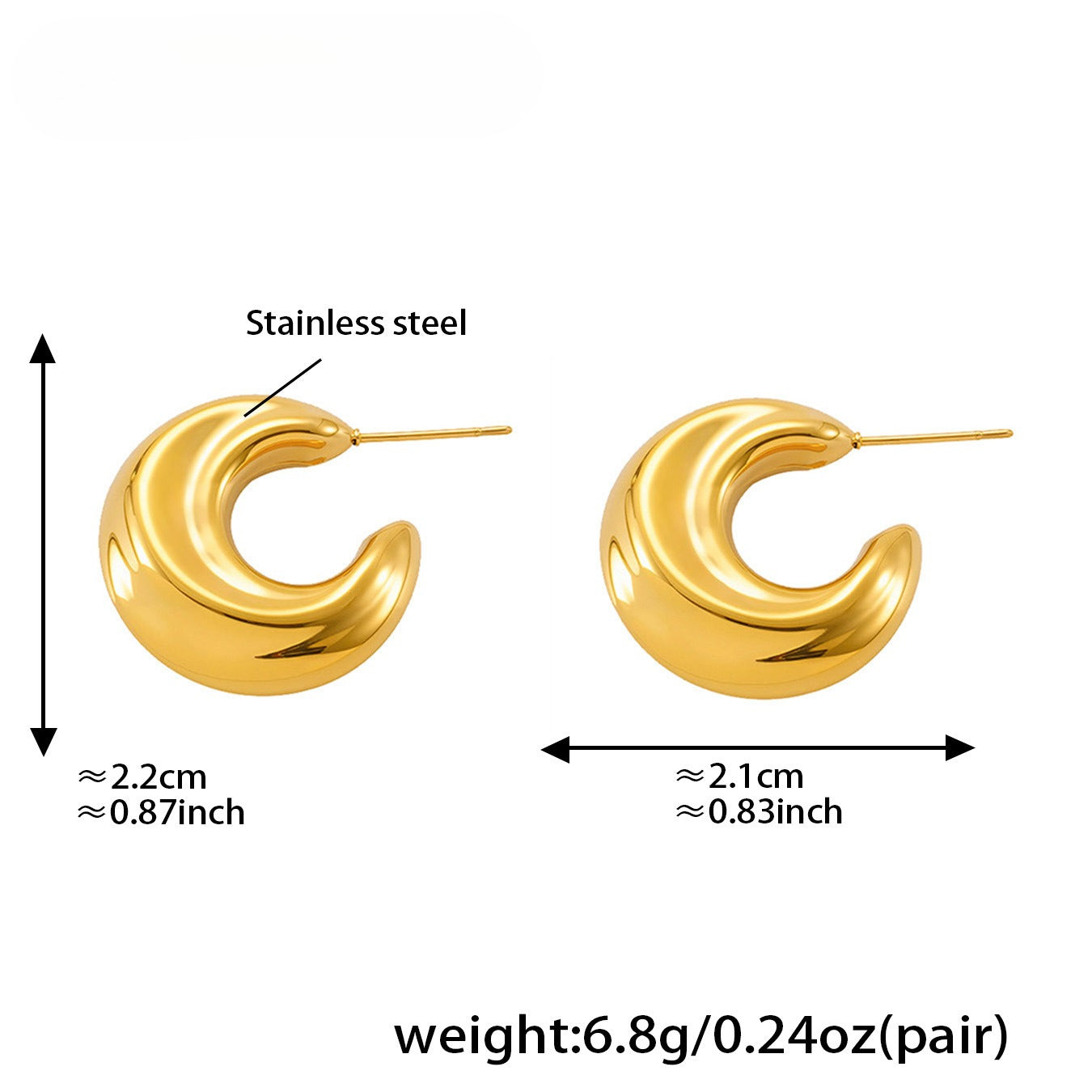 Planderful Hollow C Earrings 18K Gold Plated for Women