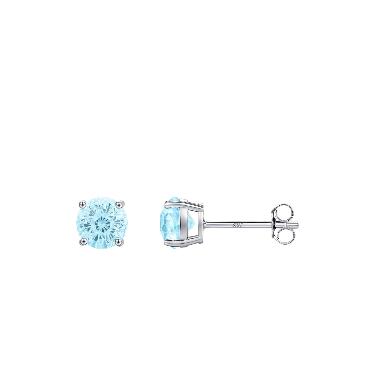 925 Sterling Silver Sea Blue Floral Zircon Stud Earrings