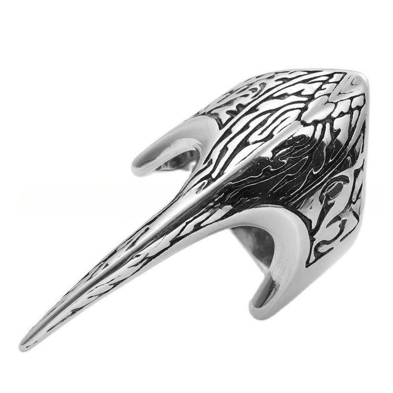 Titanium Steel Retro Bird Beak Ring for Men - Trendy Animal Accessory