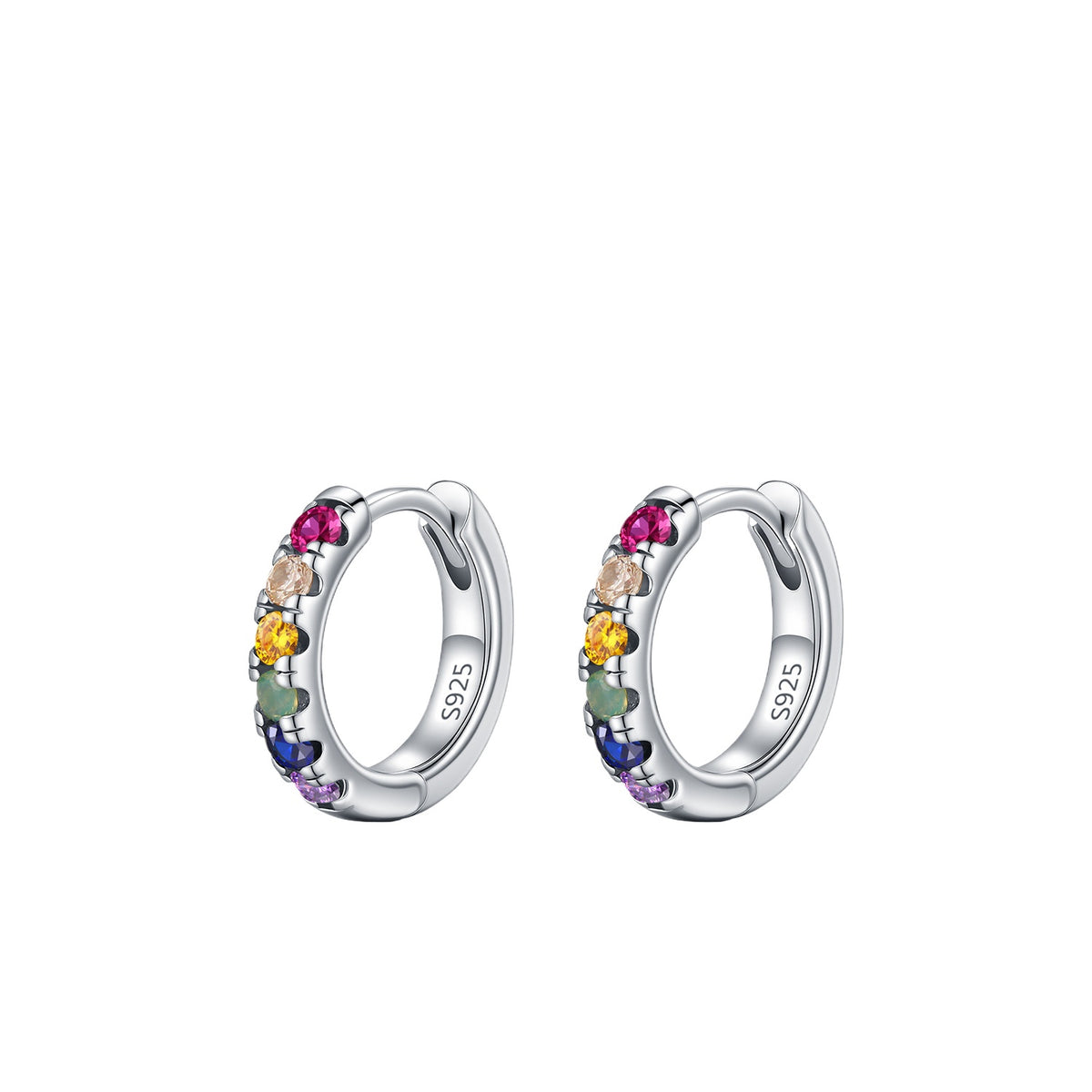 925 Sterling Silver Multicolor Zircon Earrings